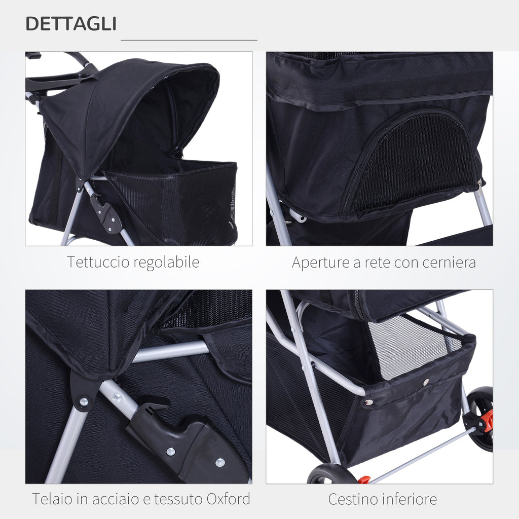 EasyComfort huisdierbuggy opvouwbaar 75 x 46 x 94 cm zwart