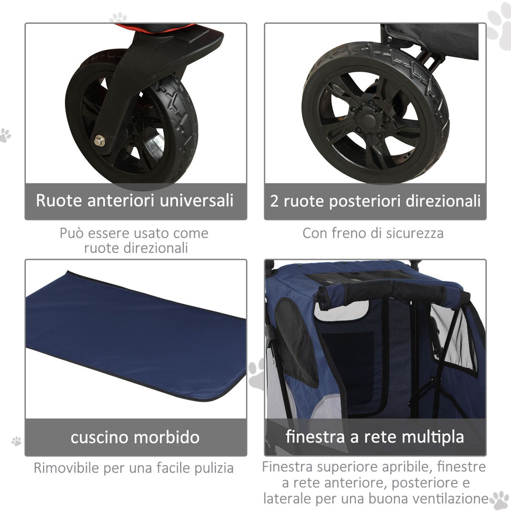 EasyComfort vouwhondenwagen tot 30 kg, verstelbaar stuur, grijs/blauw