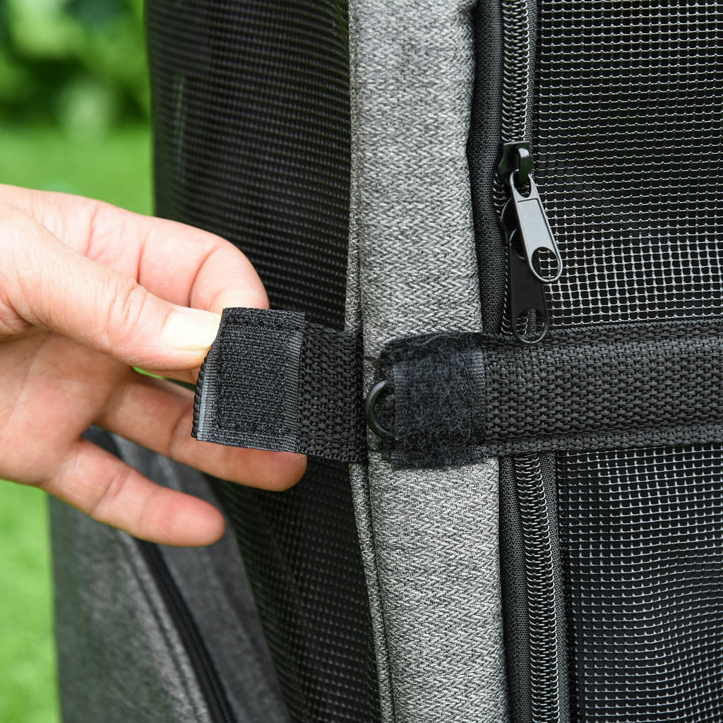 EASYCOMFORT 2 in 1 Backpack Carrier for Dogs and Cats with Side Pockets, Telescopic Handle and Wheels, 42x25x55cm, Gray