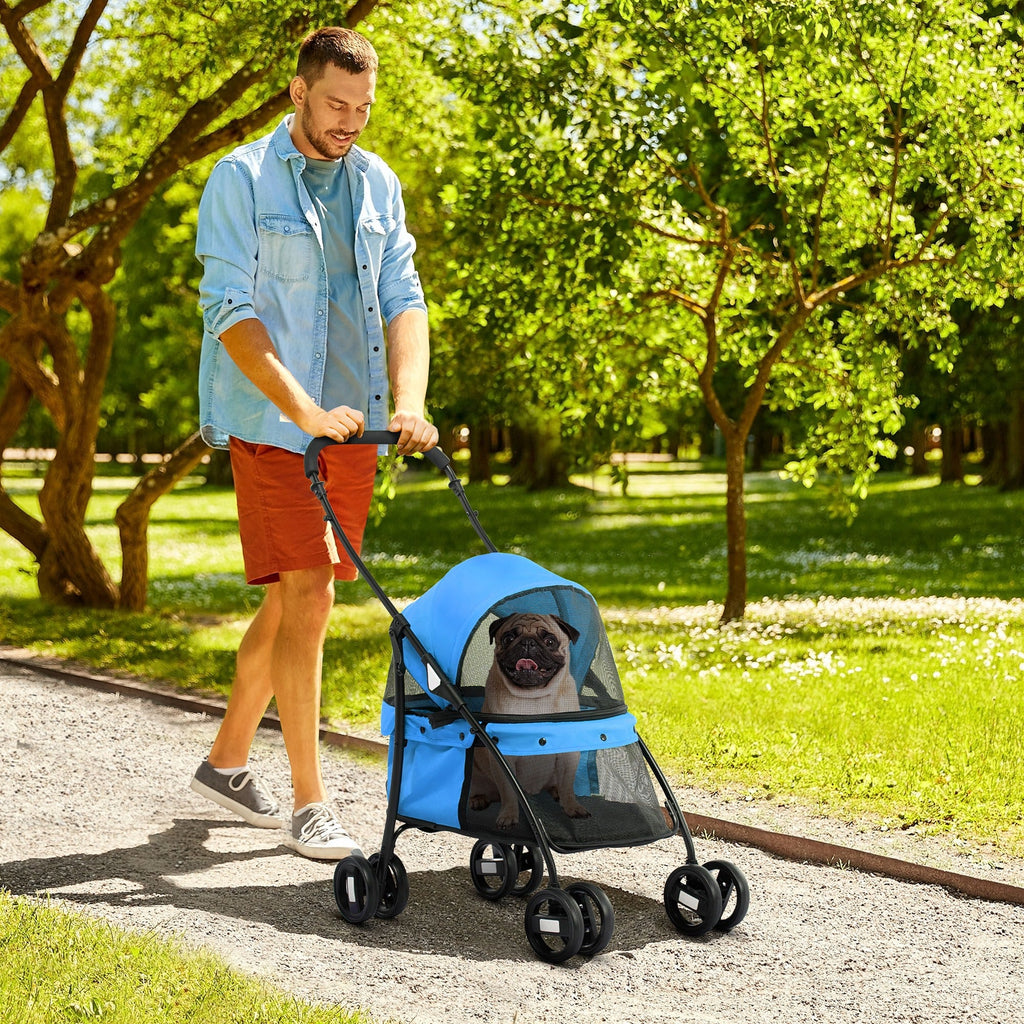 EASYCOMFORT inklapbare hondenwagen, verstelbare kap, 82x47x97 cm, blauw
