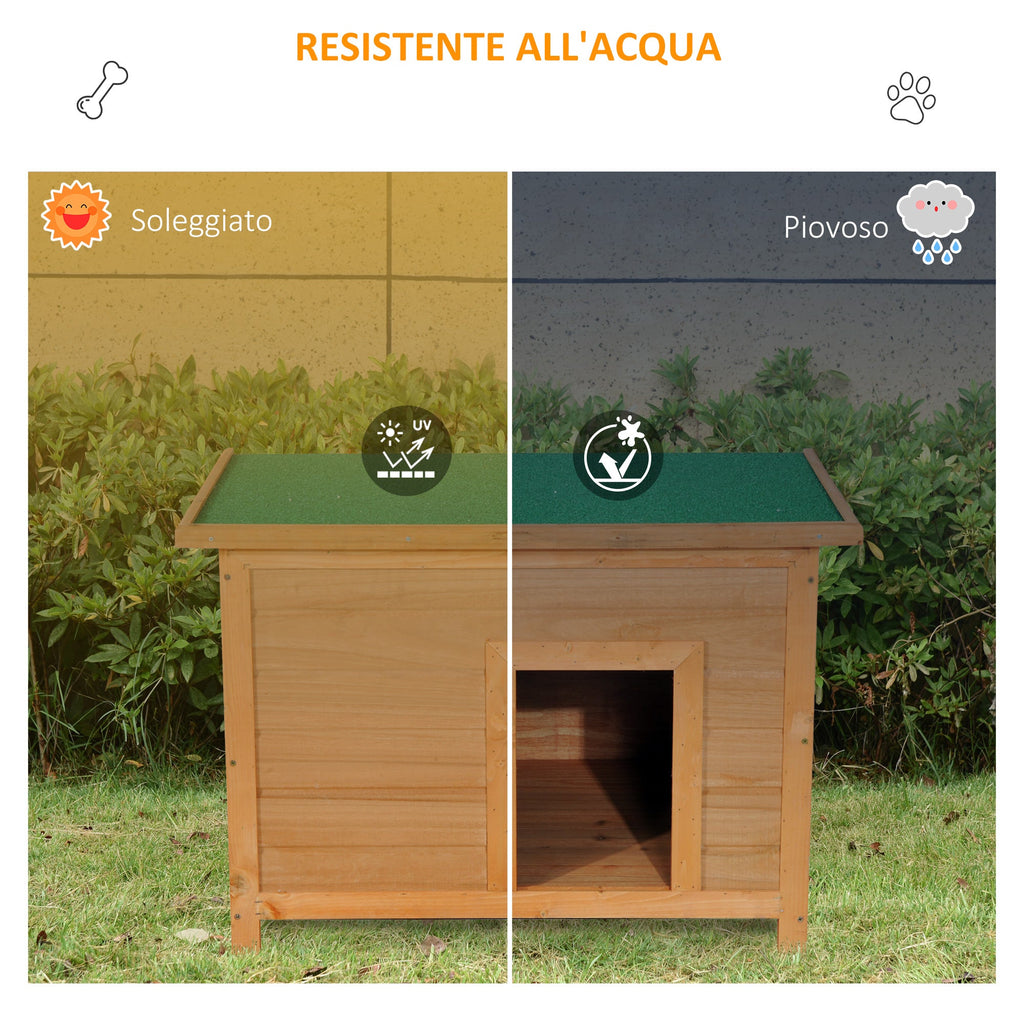 EASYCOMFORT Waterproof Outdoor Dog Kennel in Fir Wood, 82 x 58 x 58cm