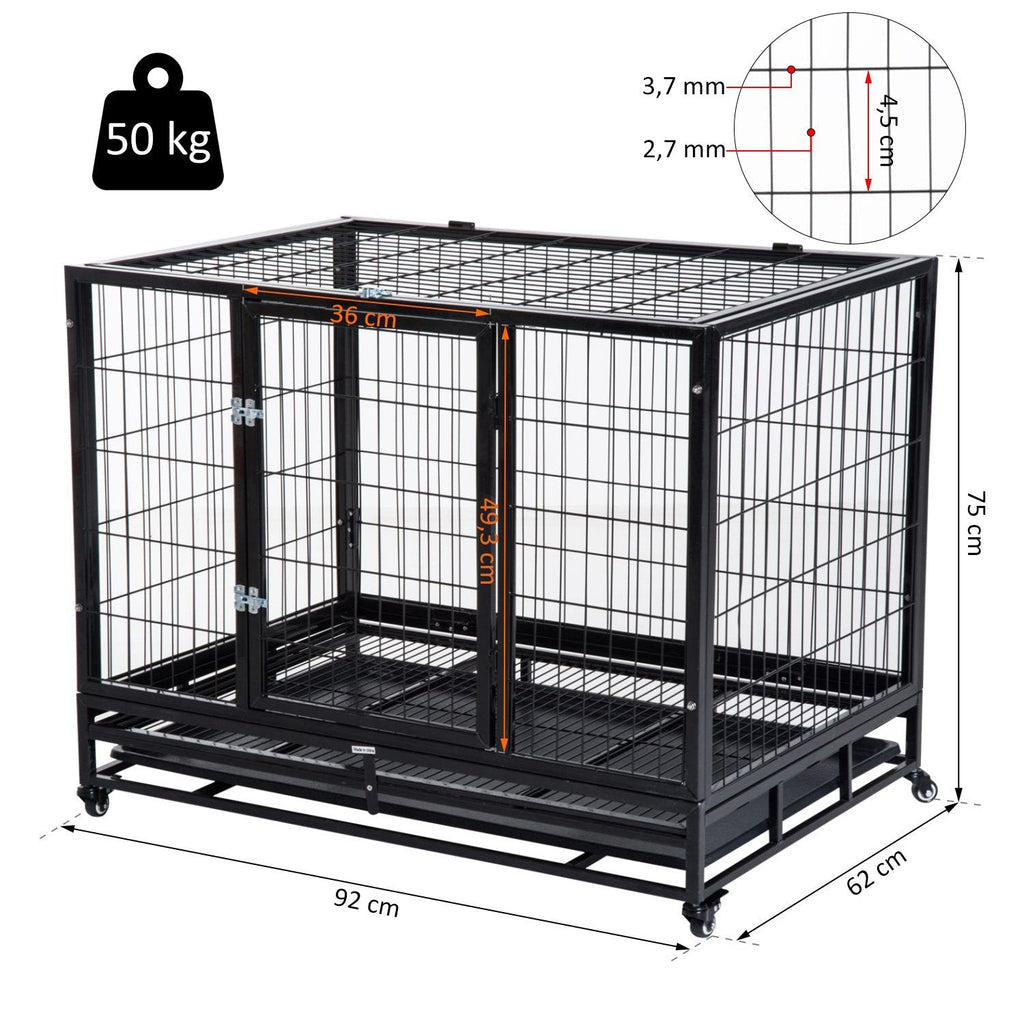 EASYCOMFORT Indoor Outdoor Cage Playpen for Dogs Puppies with Wheels 92×62×75cm