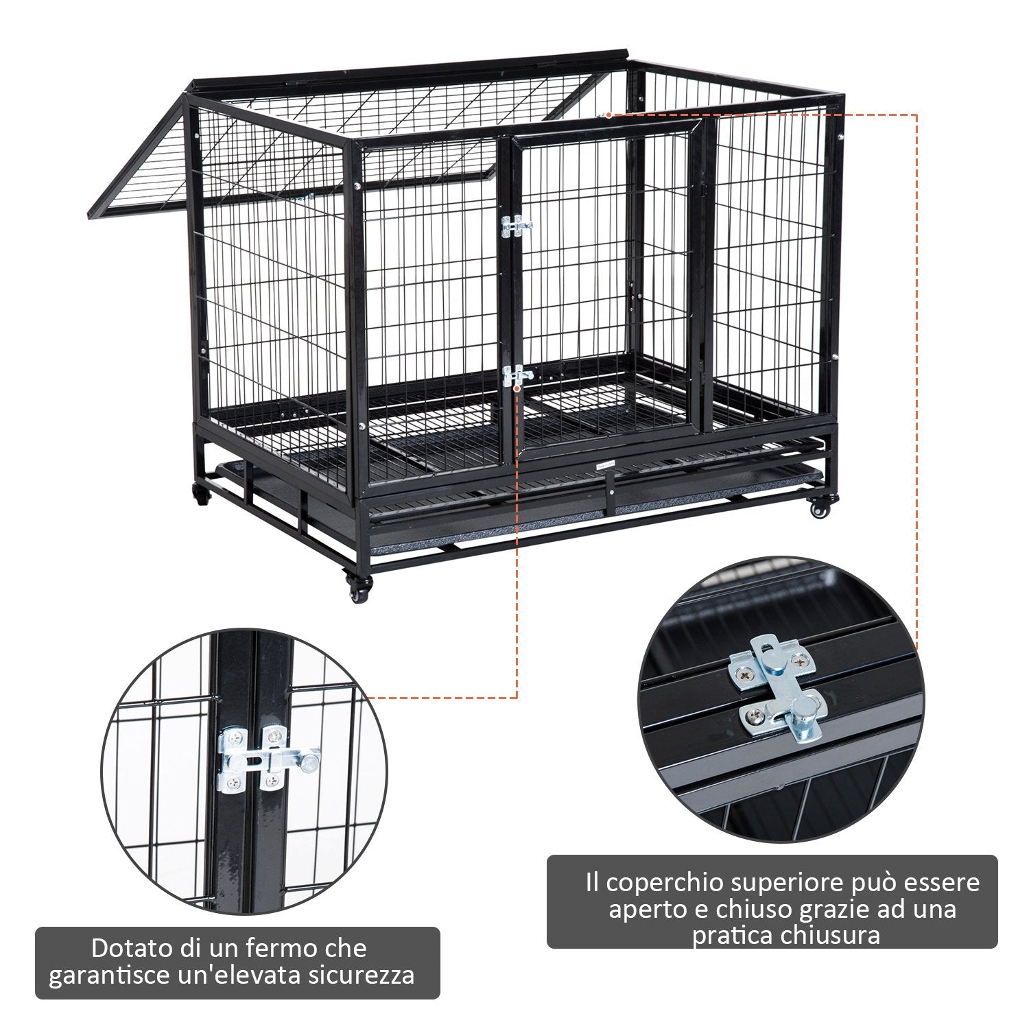 EASYCOMFORT Indoor Outdoor Cage Playpen for Dogs Puppies with Wheels 92×62×75cm