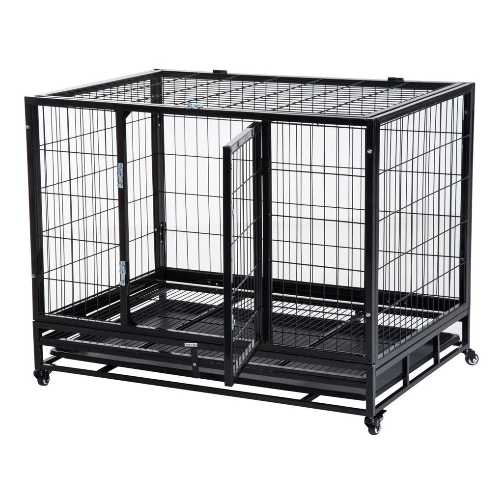 EASYCOMFORT Indoor Outdoor Cage Playpen for Dogs Puppies with Wheels 92×62×75cm