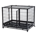 EASYCOMFORT Indoor Outdoor Cage Playpen for Dogs Puppies with Wheels 92×62×75cm