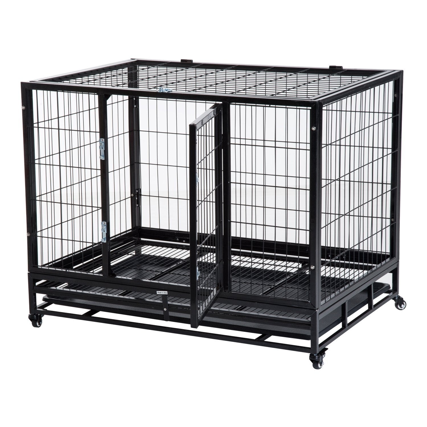 EASYCOMFORT Indoor Outdoor Cage Playpen for Dogs Puppies with Wheels 92×62×75cm