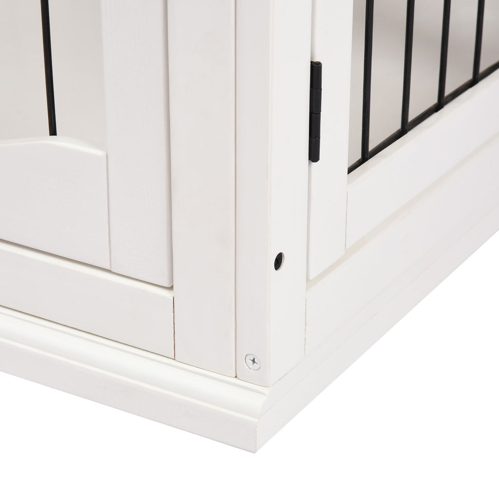 EASYCOMFORT Indoor Dog House for Dogs up to 30kg in Wood and Steel, 58.5x81x 66cm - White