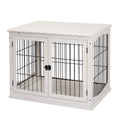 EASYCOMFORT Indoor Dog House for Dogs up to 30kg in Wood and Steel, 58.5x81x 66cm - White