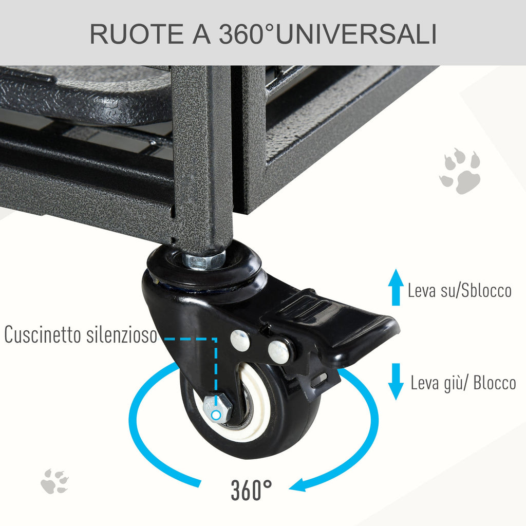 EASYCOMFORT Folding Dog Kennel Door with Lock 4 Wheels Removable Bottom