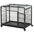 EASYCOMFORT Folding Dog Kennel Door with Lock 4 Wheels Removable Bottom