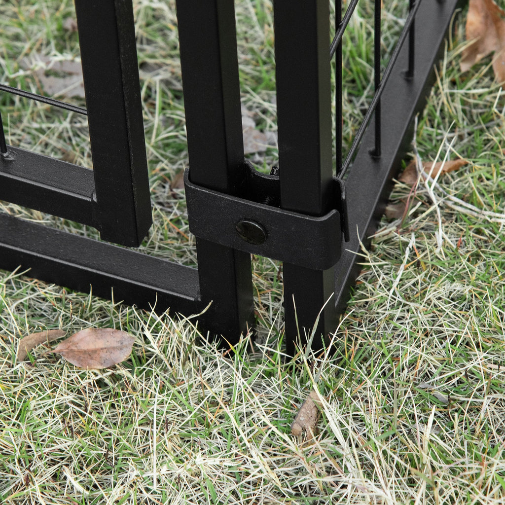 EASYCOMFORT Foldable Dog Run with Cover, 8 Panels with Lockable Door, 141x141x113cm, Black