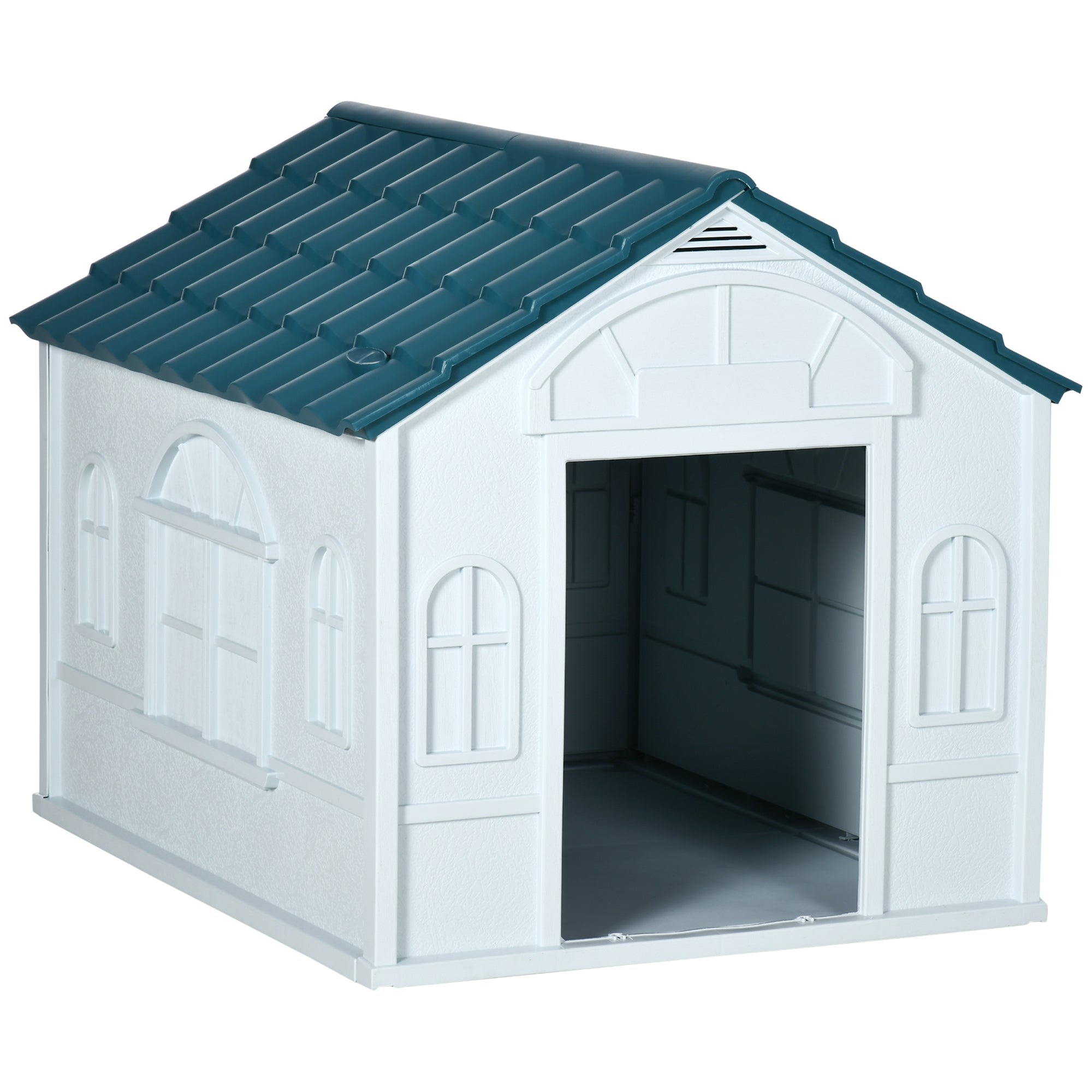 EASYCOMFORT Kennel for Medium and Large Dogs max 30kg in Waterproof PP, 84.2x98.2x82 cm, Blue