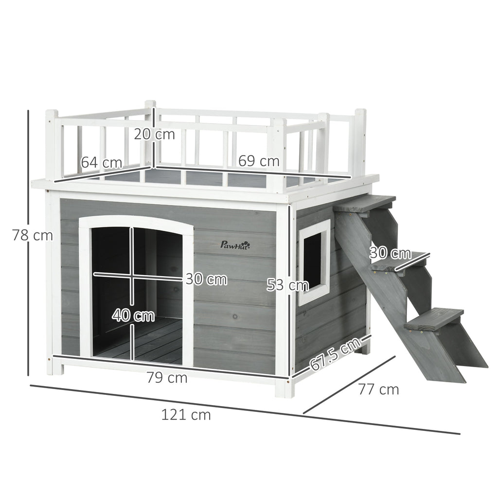 EasyComfort hondenhok met terras en trapje 121x77x78 cm lichtgrijs