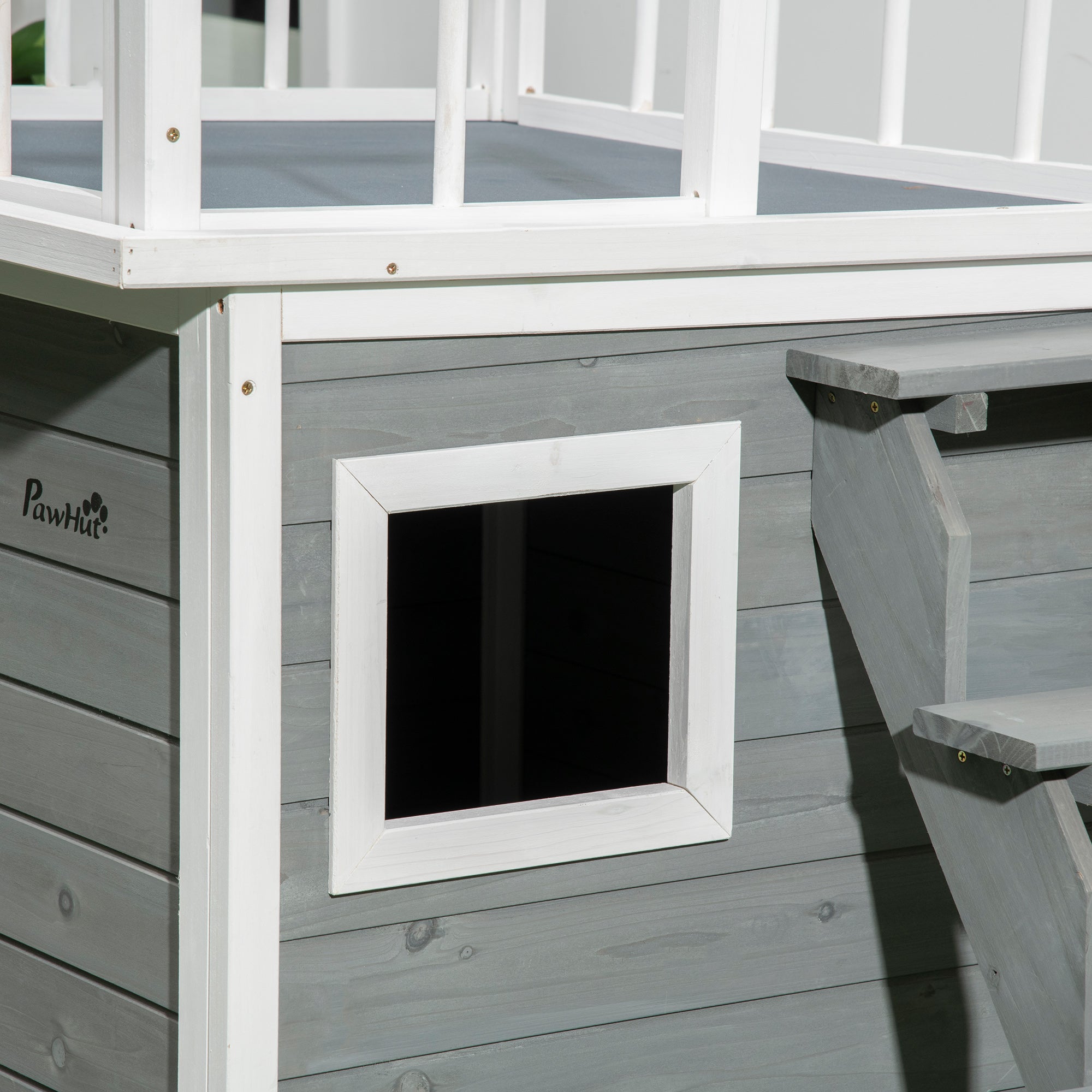 EasyComfort hondenhok met terras en trapje 121x77x78 cm lichtgrijs