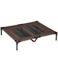 EASYCOMFORT Dog Bed in Metal and Breathable Oxford Fabric, 92x76x18cm Brown and Black