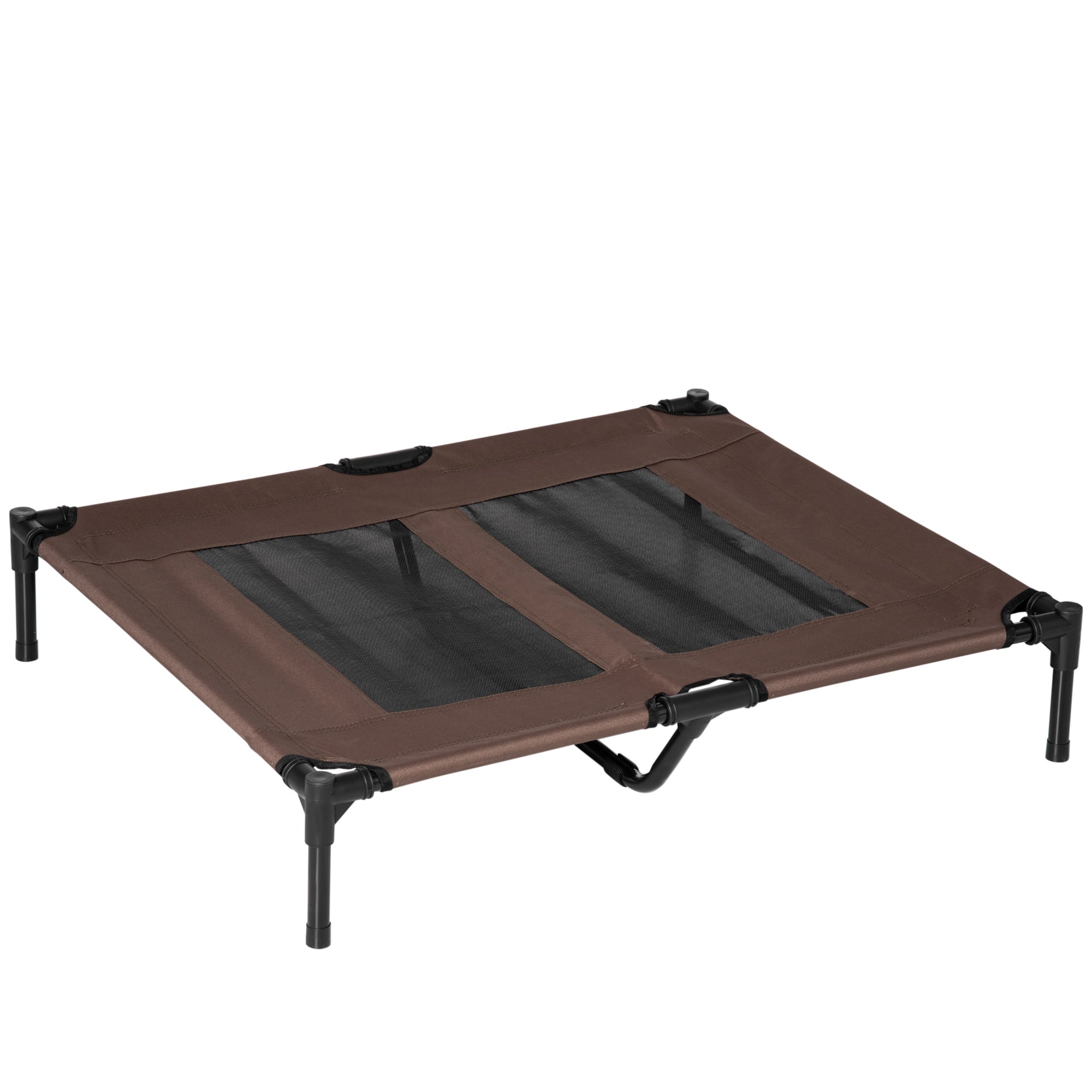 EASYCOMFORT Dog Bed in Metal and Breathable Oxford Fabric, 92x76x18cm Brown and Black