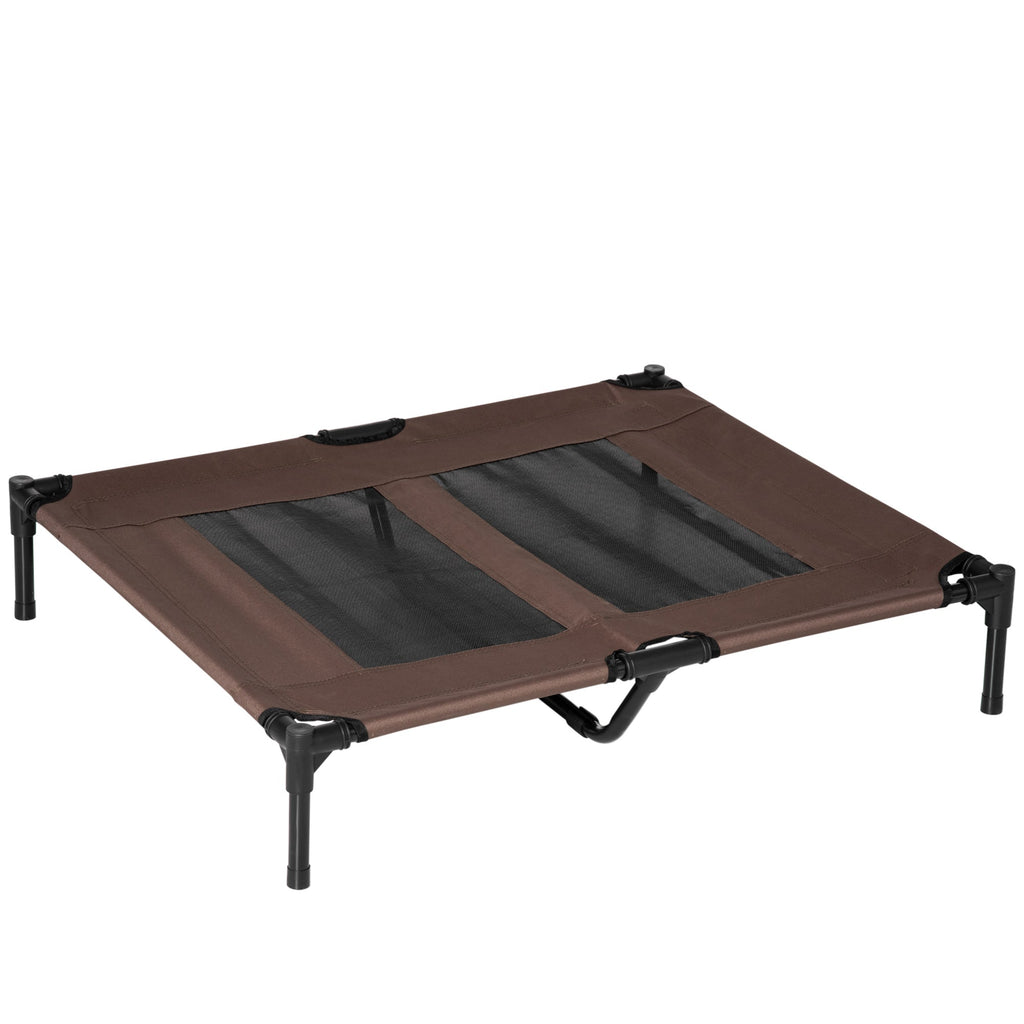 EASYCOMFORT Dog Bed in Metal and Breathable Oxford Fabric, 92x76x18cm Brown and Black