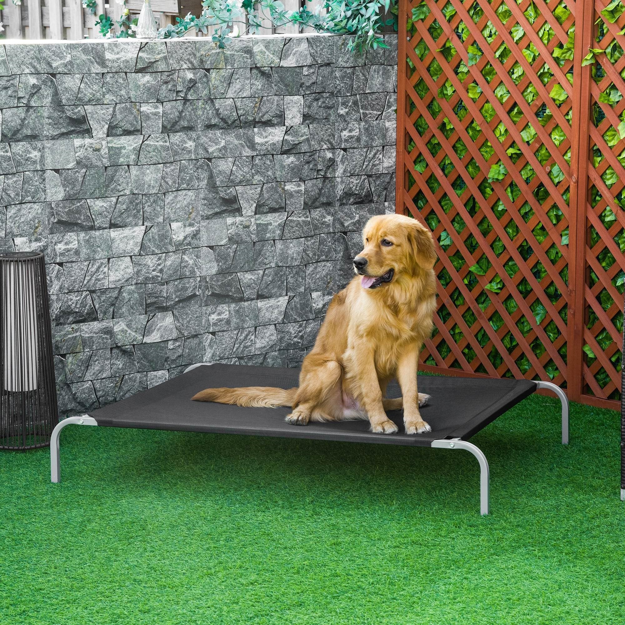 EASYCOMFORT Indoor and Outdoor Dog Bed Capacity up to 32kg with Breathable Fabric 130x90x20cm Black