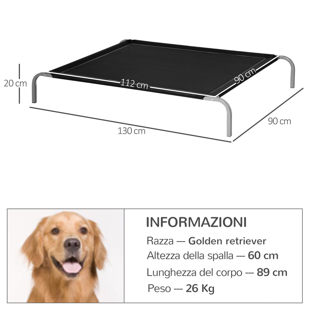 EASYCOMFORT Indoor and Outdoor Dog Bed Capacity up to 32kg with Breathable Fabric 130x90x20cm Black