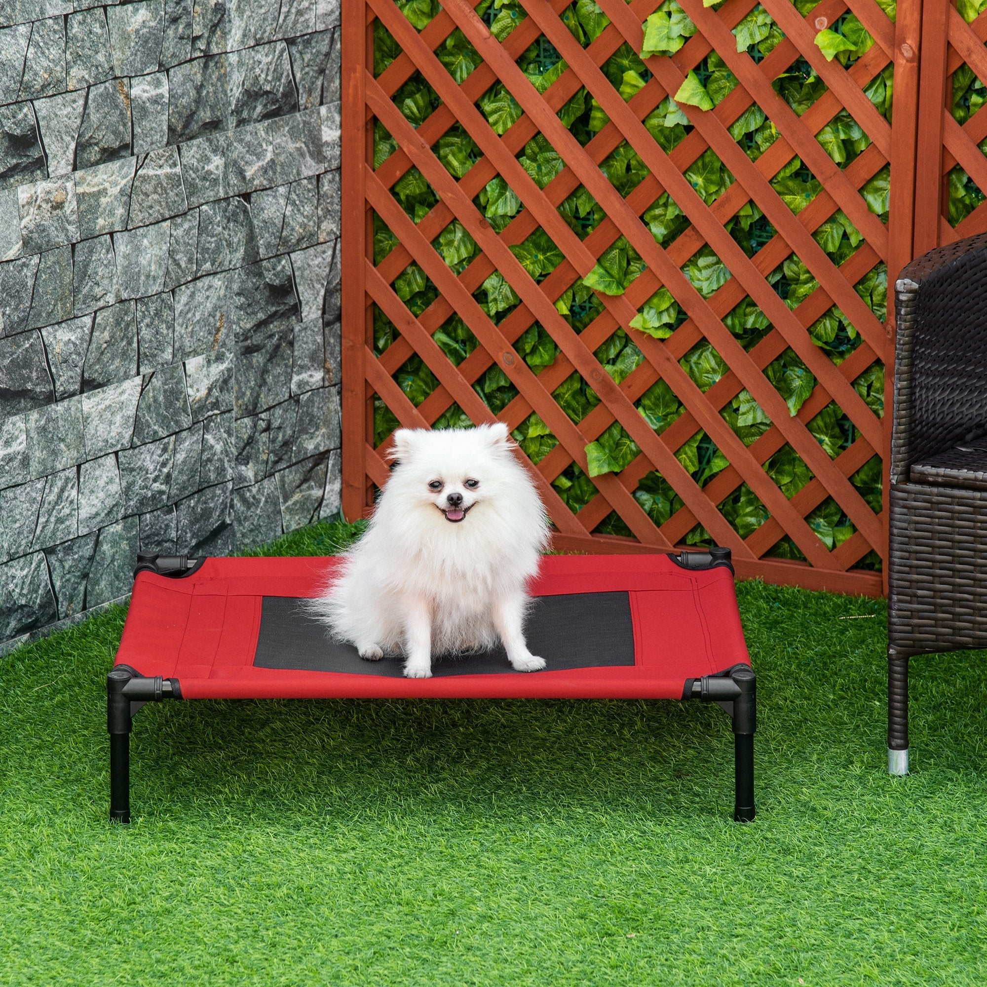EASYCOMFORT Summer Kennel Bed for Dogs up to 18kg Outdoor and Indoor Pet Bed 76x61x18cm Red