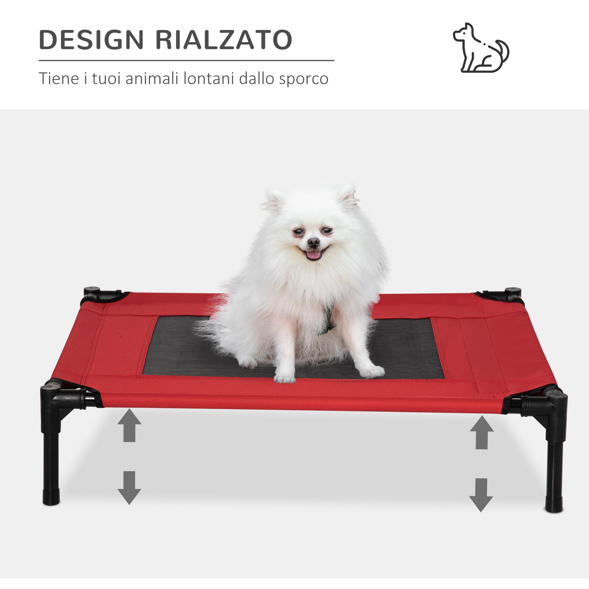 EASYCOMFORT Summer Kennel Bed for Dogs up to 18kg Outdoor and Indoor Pet Bed 76x61x18cm Red