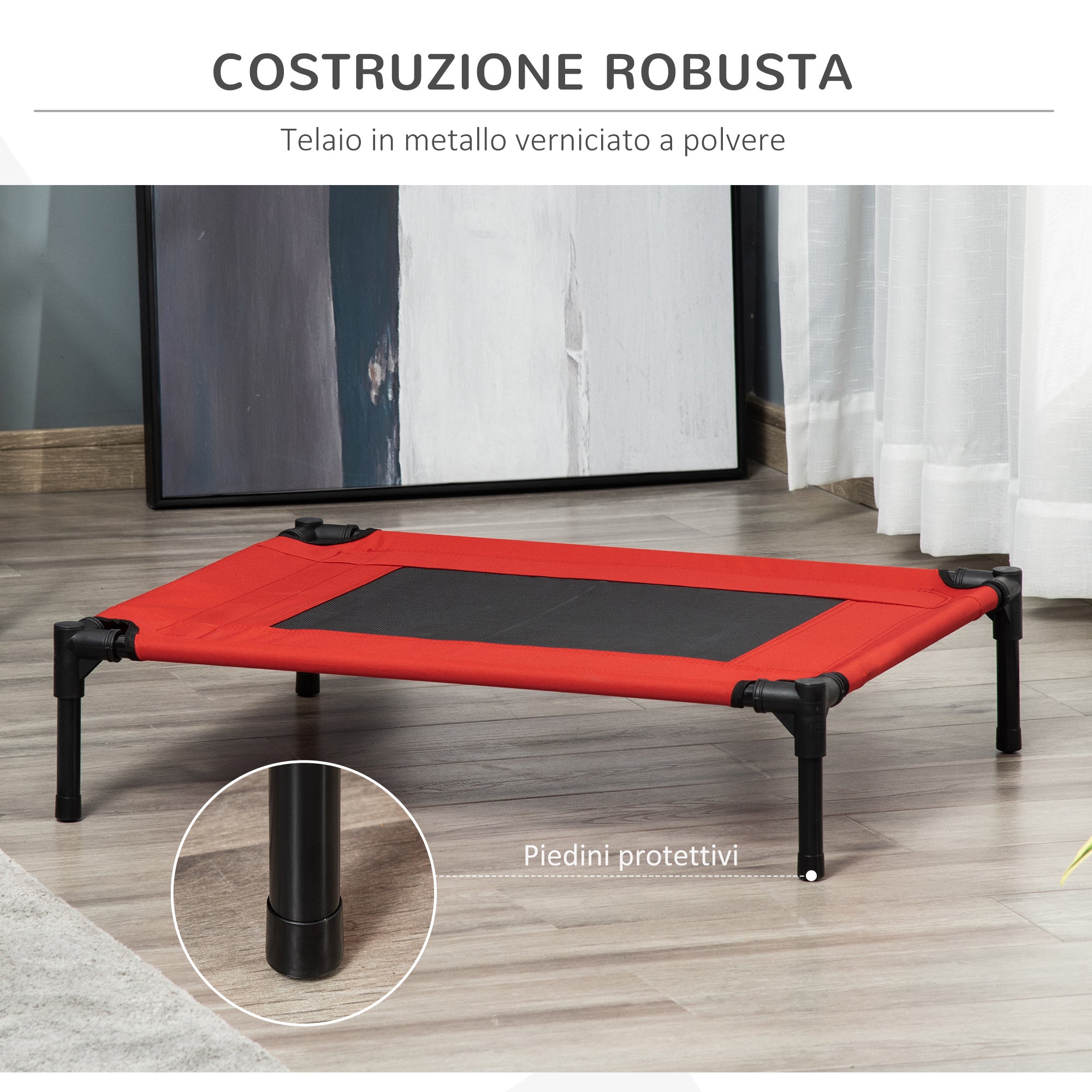 EASYCOMFORT Summer Kennel Bed for Dogs up to 18kg Outdoor and Indoor Pet Bed 76x61x18cm Red