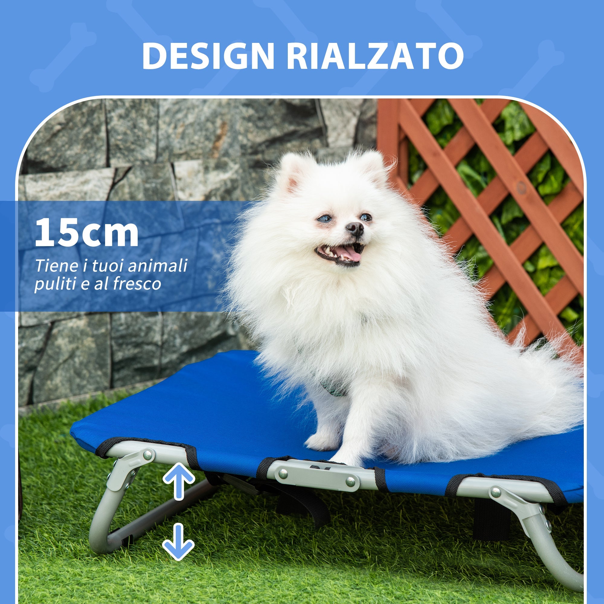 EASYCOMFORT Dog Bed Foldable Raised Bed for Outdoor Indoor 59 × 46 × 15cm