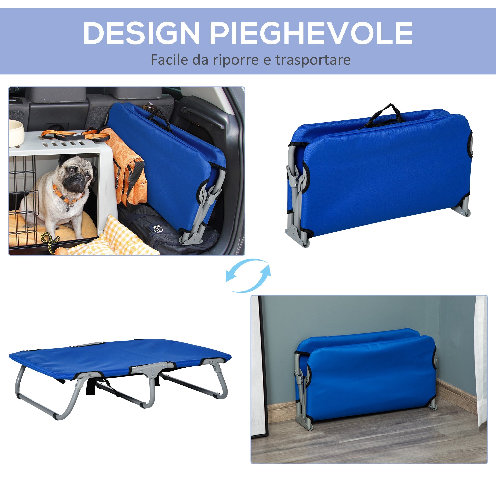 EASYCOMFORT Folding Dog Bed, Raised Bed, Outdoor Indoor 71 × 58 × 20cm