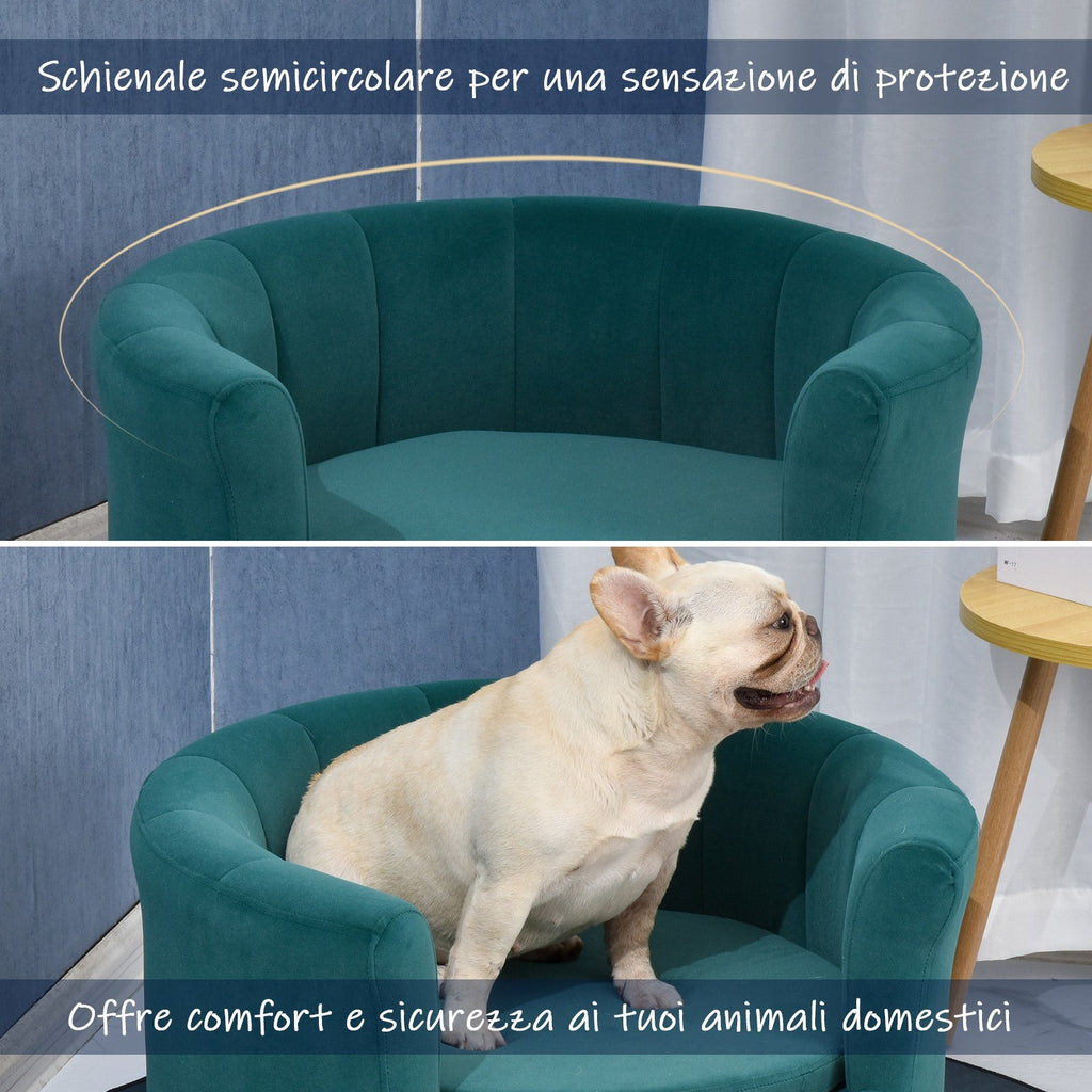 EasyComfort Gepolsterde honden- en kattenbank met rugleuning, 65x64x37 cm, groen