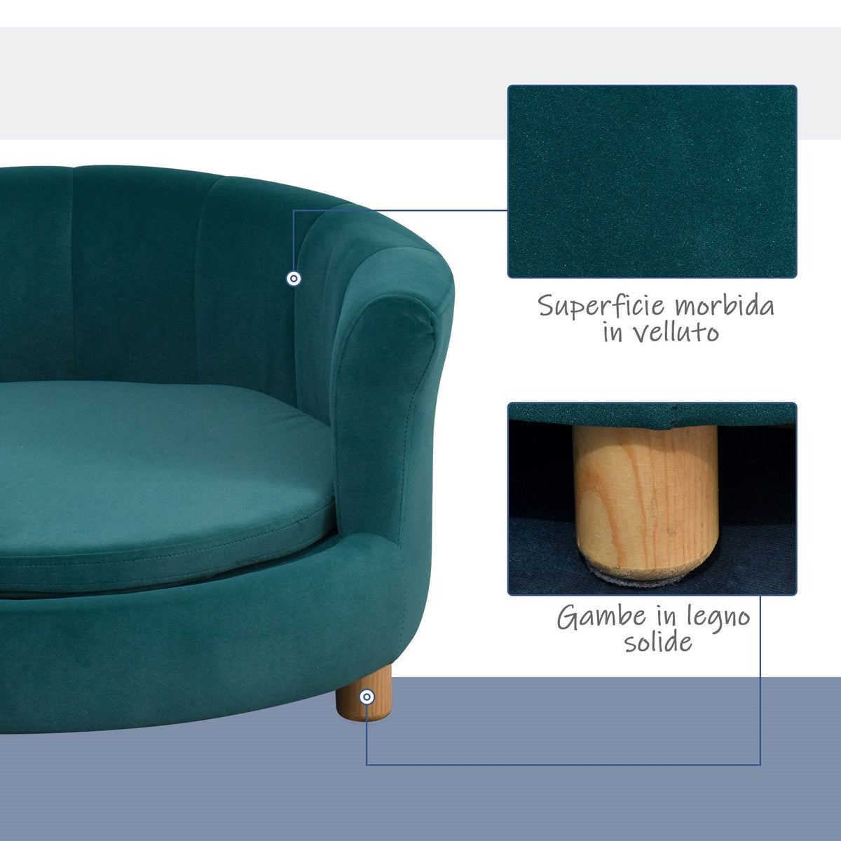 EasyComfort Gepolsterde honden- en kattenbank met rugleuning, 65x64x37 cm, groen