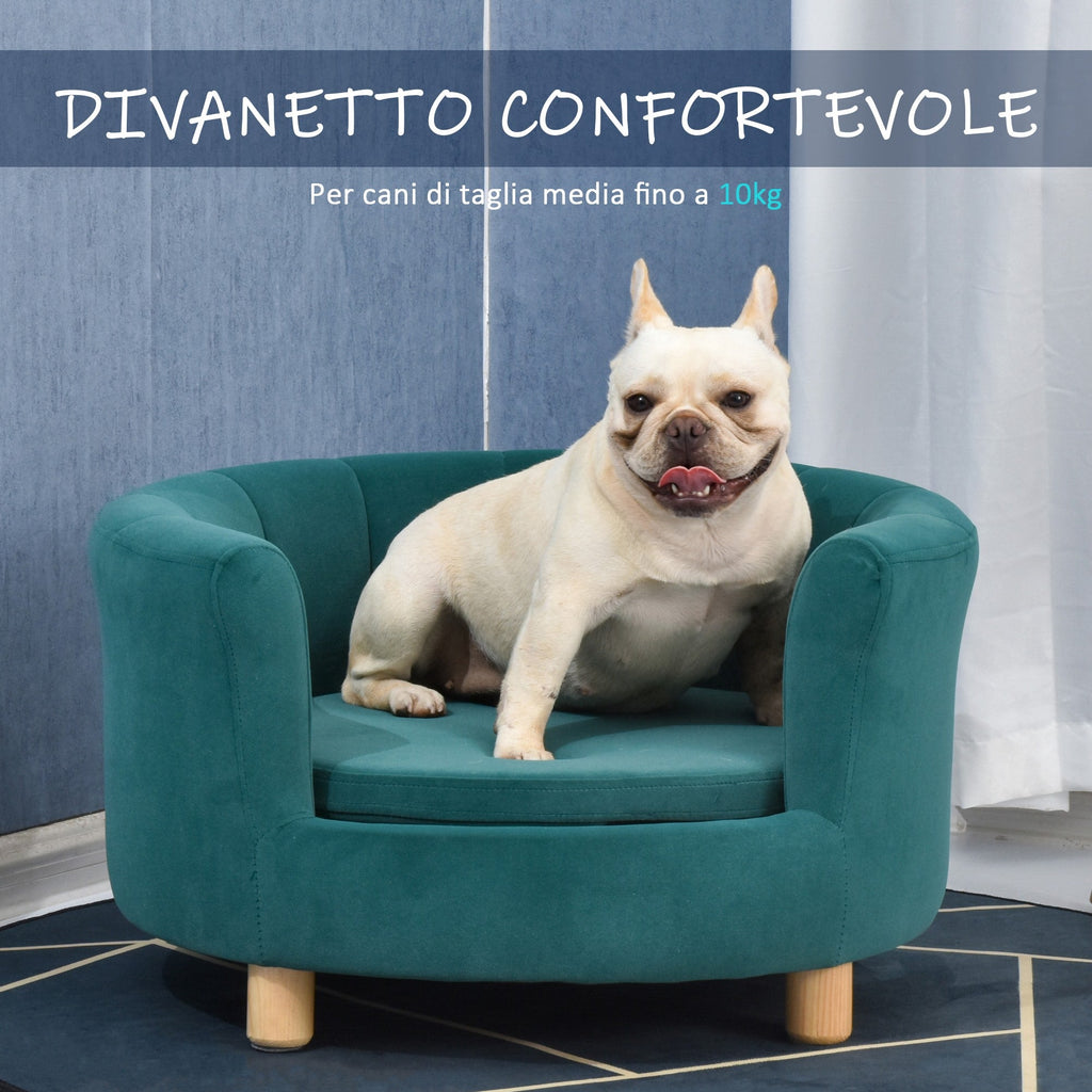 EasyComfort Gepolsterde honden- en kattenbank met rugleuning, 65x64x37 cm, groen