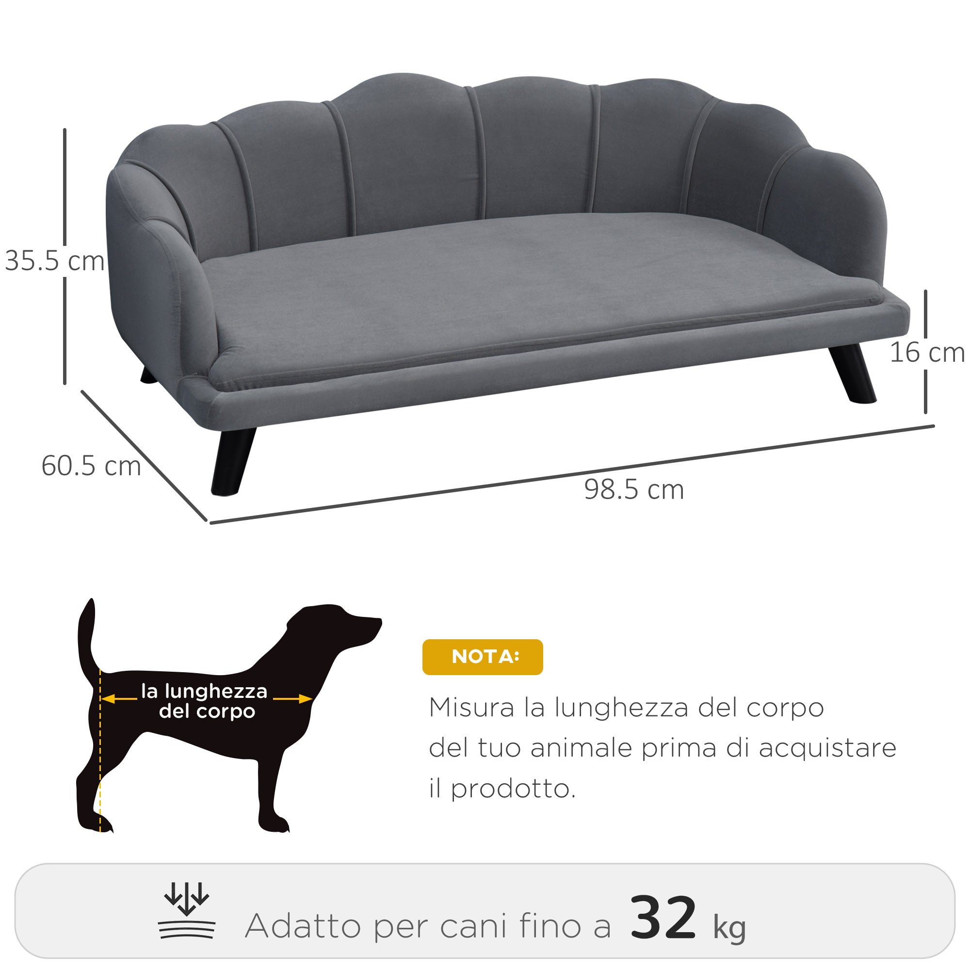 EASYCOMFORT Sofa for Medium-Large Dogs with Removable and Washable Cover