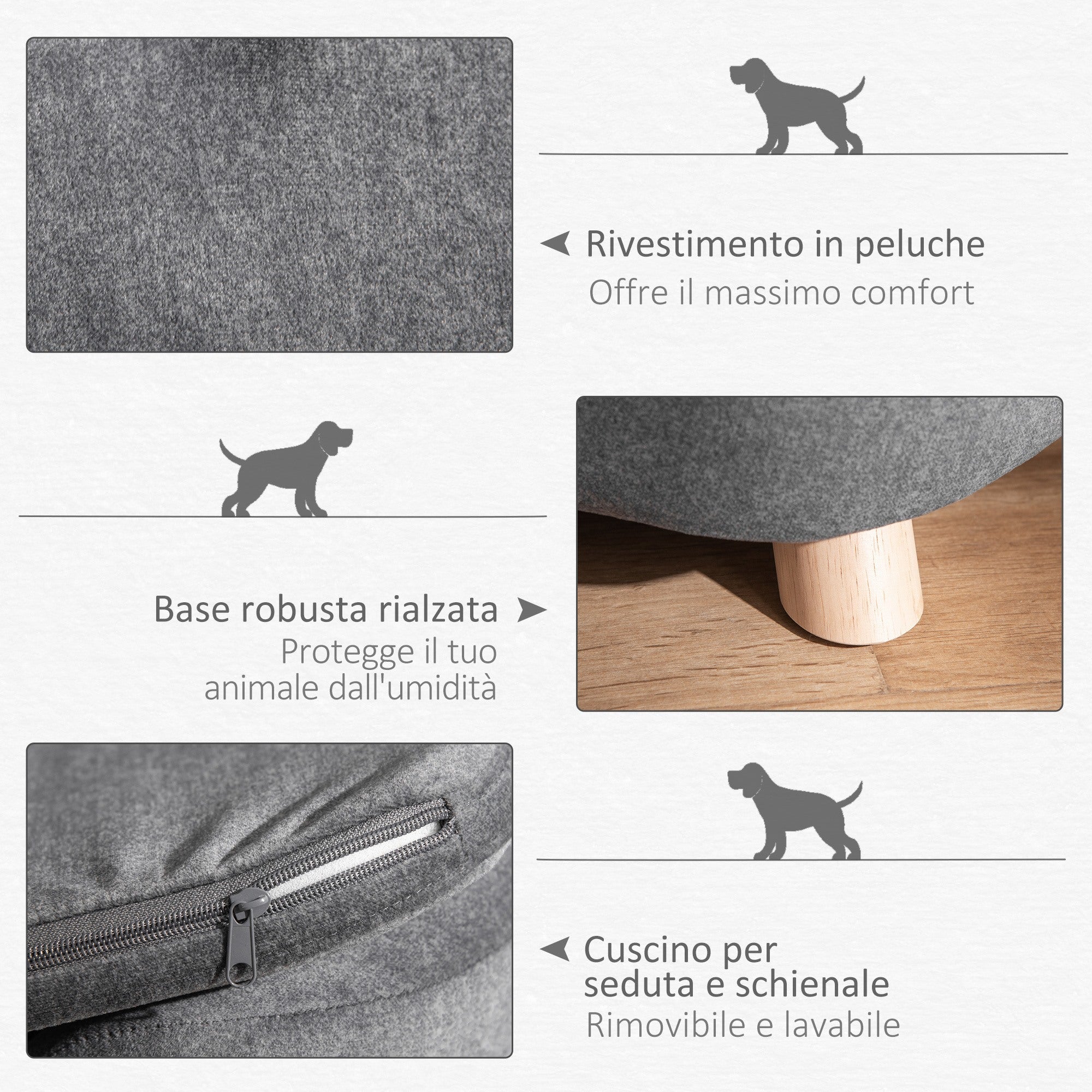 Easycomfort Cuccia per Cani di Taglia Piccola (Max 10kg) with Cuscino Lavabile, 70x47x30cm - Grigio Antracite