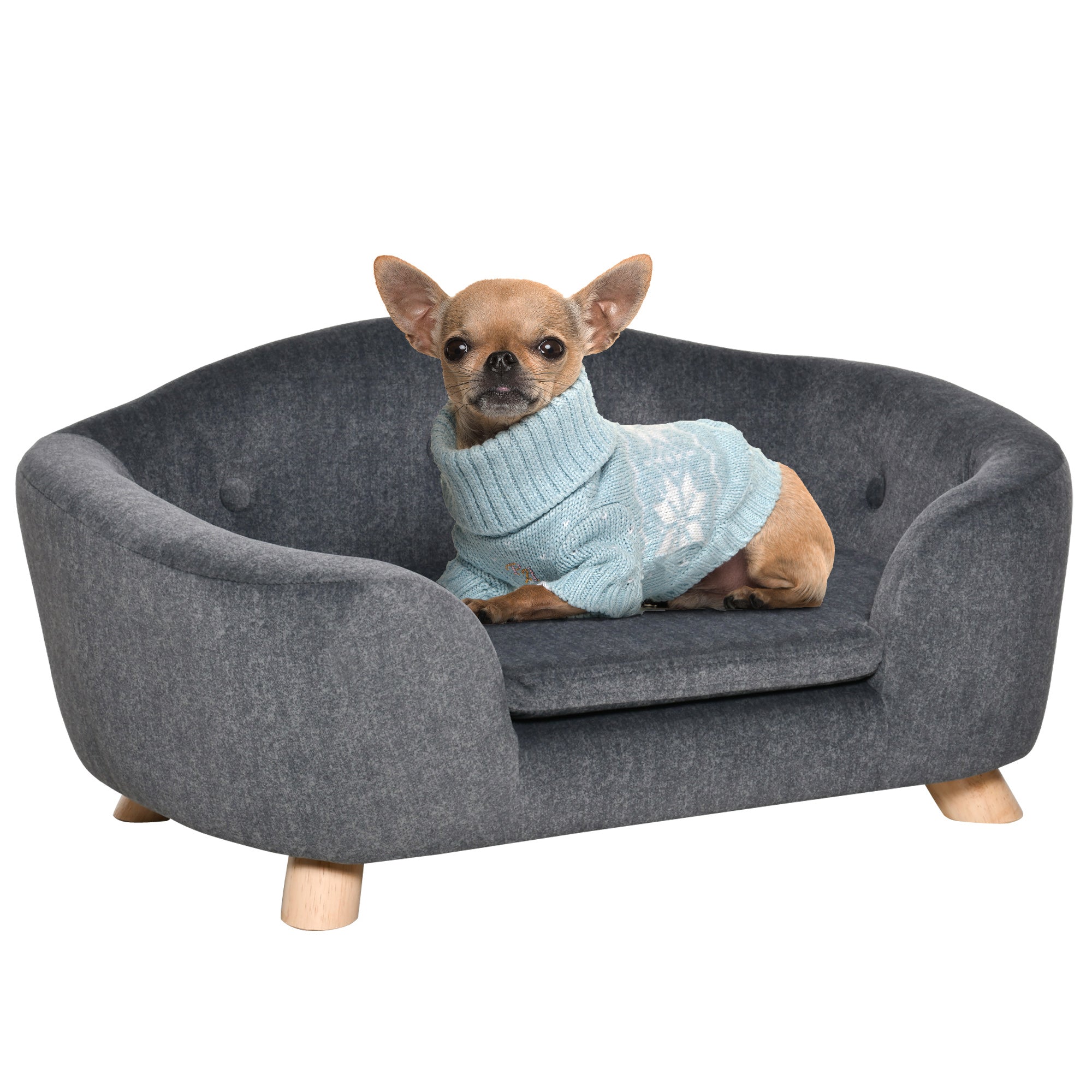 Easycomfort Cuccia per Cani di Taglia Piccola (Max 10kg) with Cuscino Lavabile, 70x47x30cm - Grigio Antracite
