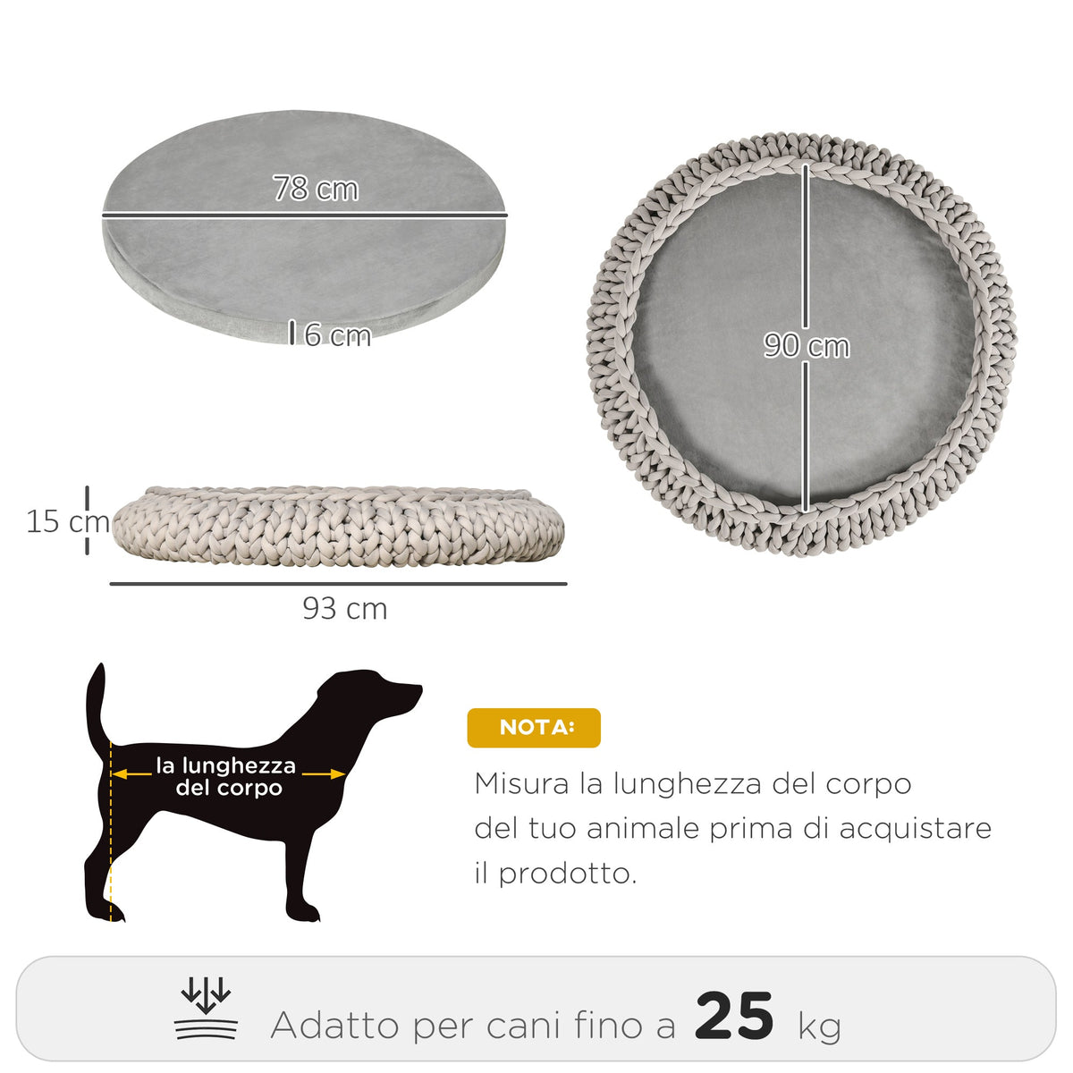 EasyComfort Round honden- en kattenmand Ø93 cm, verhoogd, wasbaar