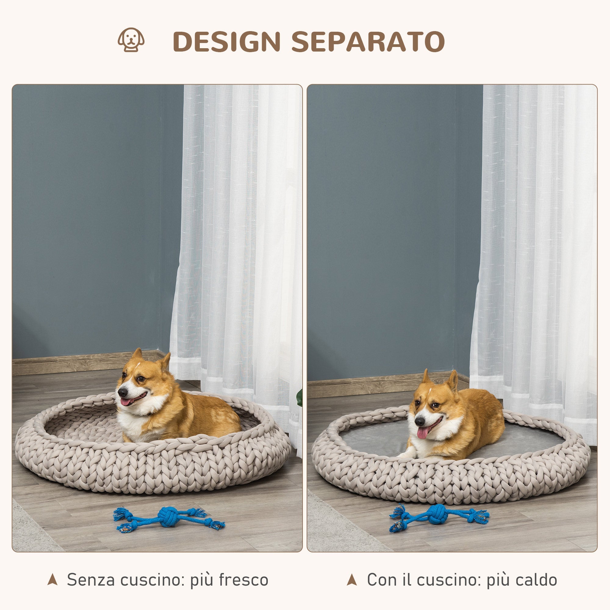 EasyComfort Round honden- en kattenmand Ø93 cm, verhoogd, wasbaar