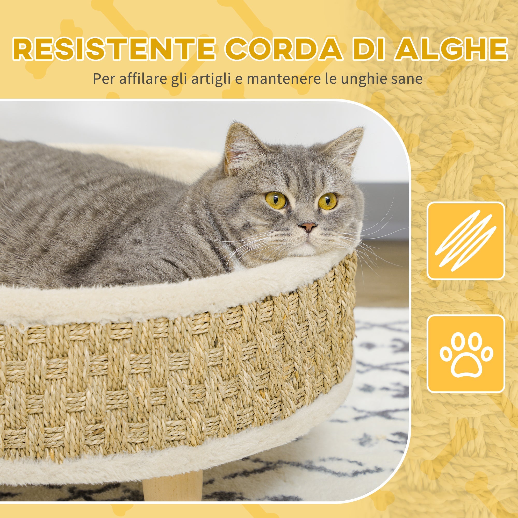 Easycomfort Lettino per Cani e Gatti di Piccola Taglia in Truciolato with Fondo Rialzato e Cuscino, Ø48x24.5 cm