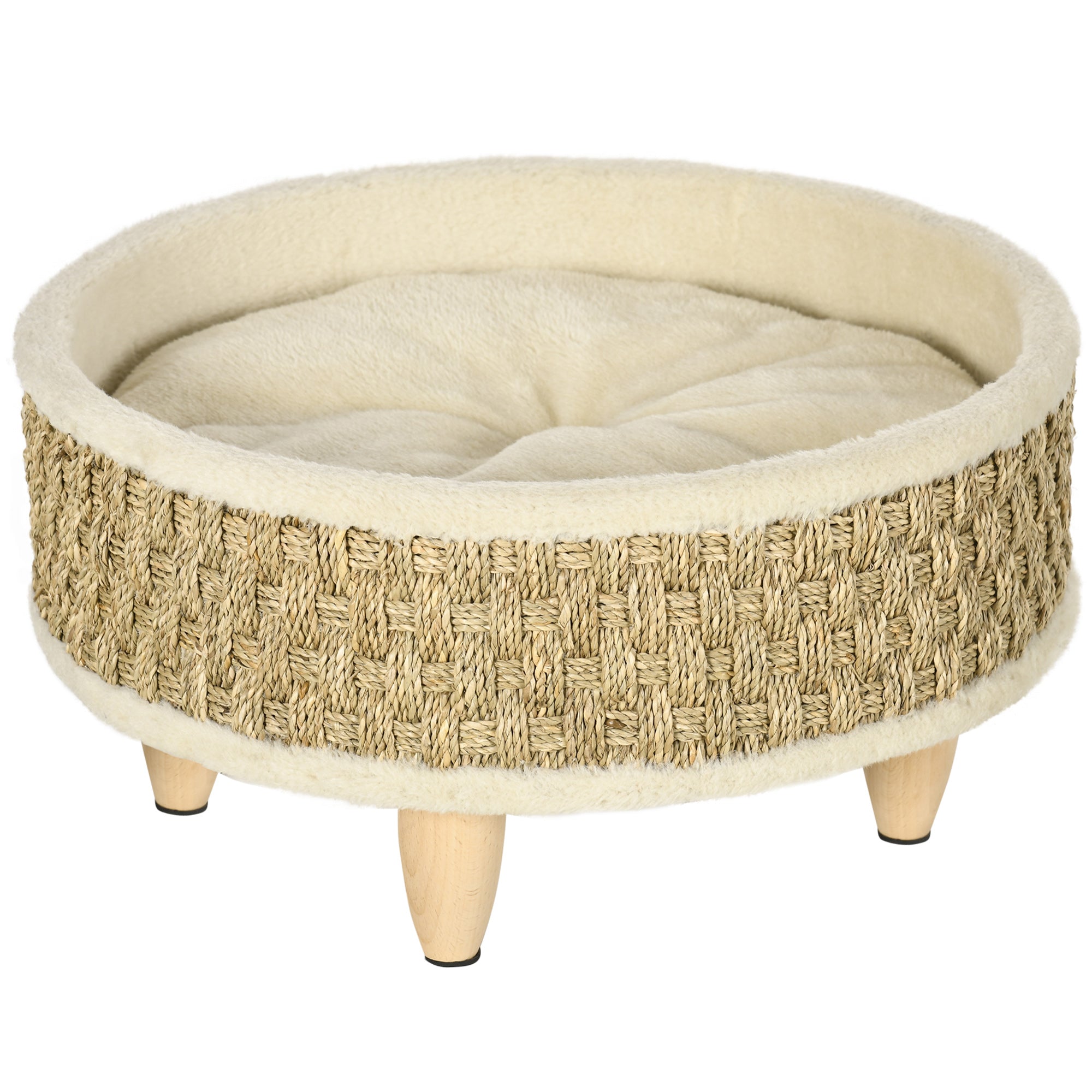 Easycomfort Lettino per Cani e Gatti di Piccola Taglia in Truciolato with Fondo Rialzato e Cuscino, Ø48x24.5 cm