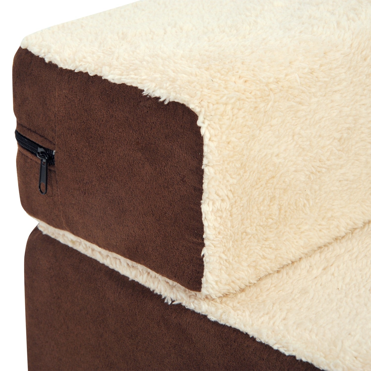 EASYCOMFORT Staircase for Dogs and Puppies with 3 Removable and Non-Slip Steps, Beige and Brown, 54x40x39cm