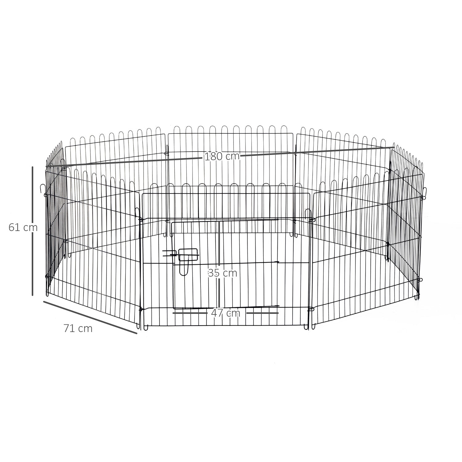 EASYCOMFORT Fence for Cats Dogs Puppies Steel Animal Cage Φ180 x 61cm Black