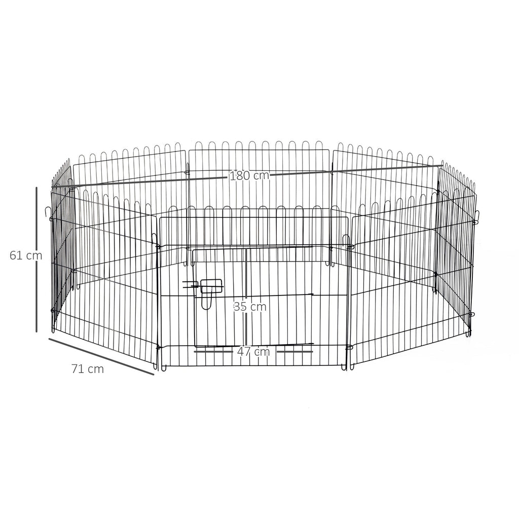 EASYCOMFORT Fence for Cats Dogs Puppies Steel Animal Cage Φ180 x 61cm Black