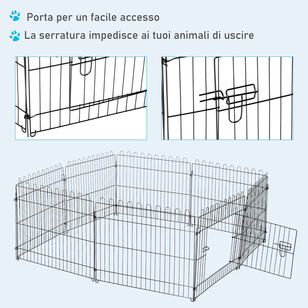 EASYCOMFORT Fence for Cats Dogs Puppies Steel Animal Cage Φ180 x 61cm Black