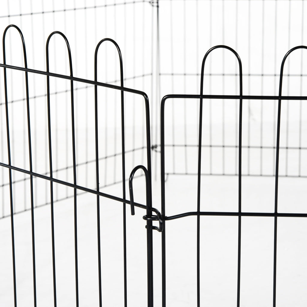 EASYCOMFORT Fence for Cats Dogs Puppies Steel Animal Cage Φ180 x 61cm Black