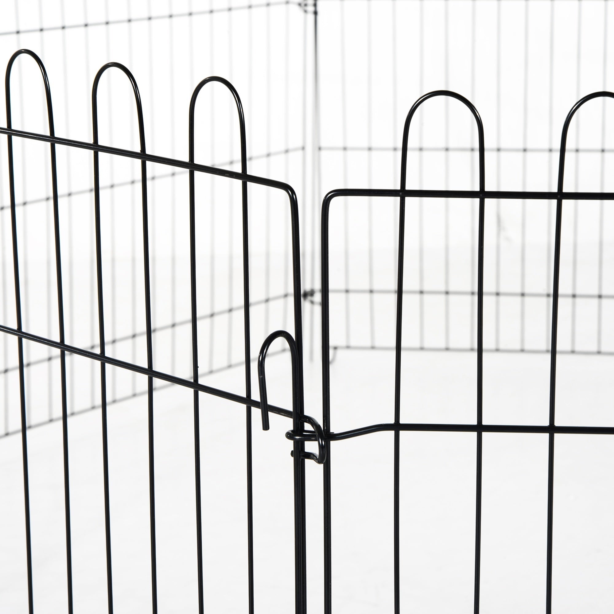 EASYCOMFORT Fence for Cats Dogs Puppies Steel Animal Cage Φ180 x 61cm Black