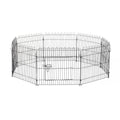 EASYCOMFORT Fence for Cats Dogs Puppies Steel Animal Cage Φ180 x 61cm Black