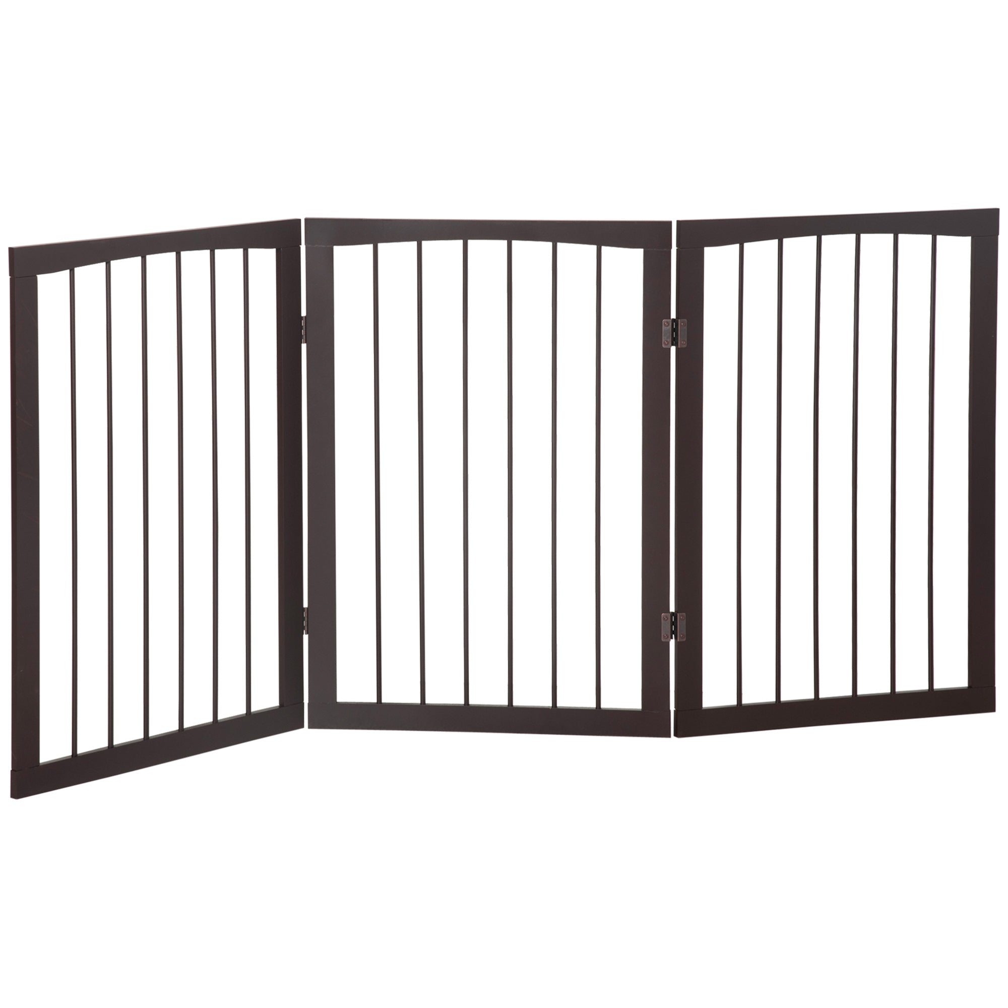 EASYCOMFORT Portable 3-Section Pet Gate for Dogs and Pets Folding Safety Divider, 160x1.2x76 cm, Brown