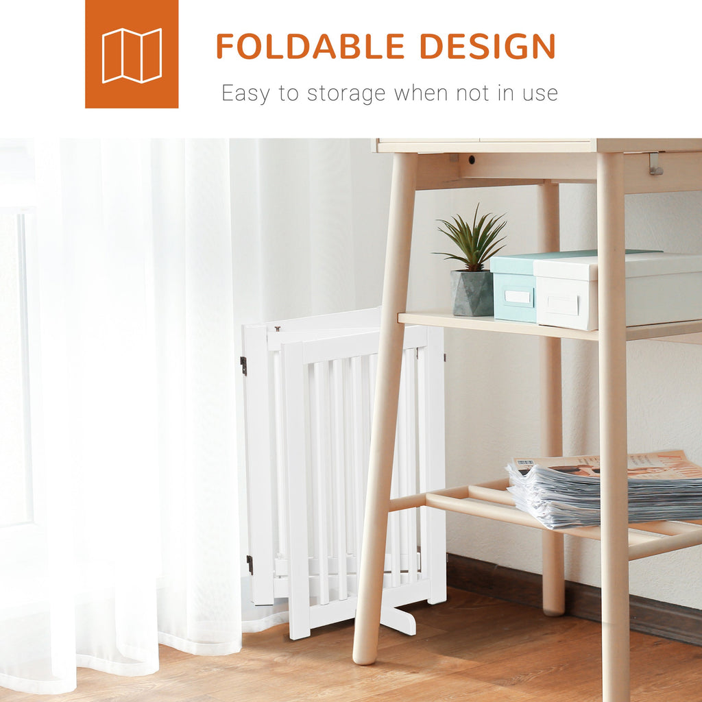 EASYCOMFORT 3-Panel Folding Dog Gate, Central Door with Lock, MDF Structure, 155x76cm White