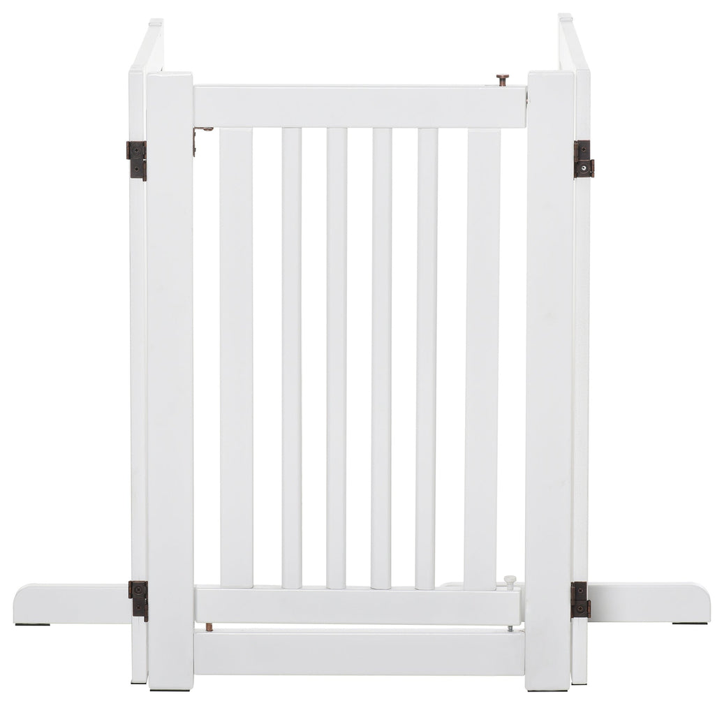 EASYCOMFORT 3-Panel Folding Dog Gate, Central Door with Lock, MDF Structure, 155x76cm White
