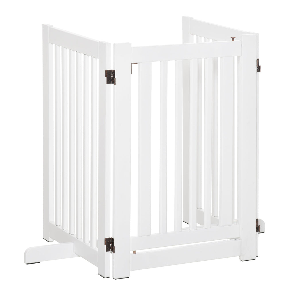 EASYCOMFORT 3-Panel Folding Dog Gate, Central Door with Lock, MDF Structure, 155x76cm White