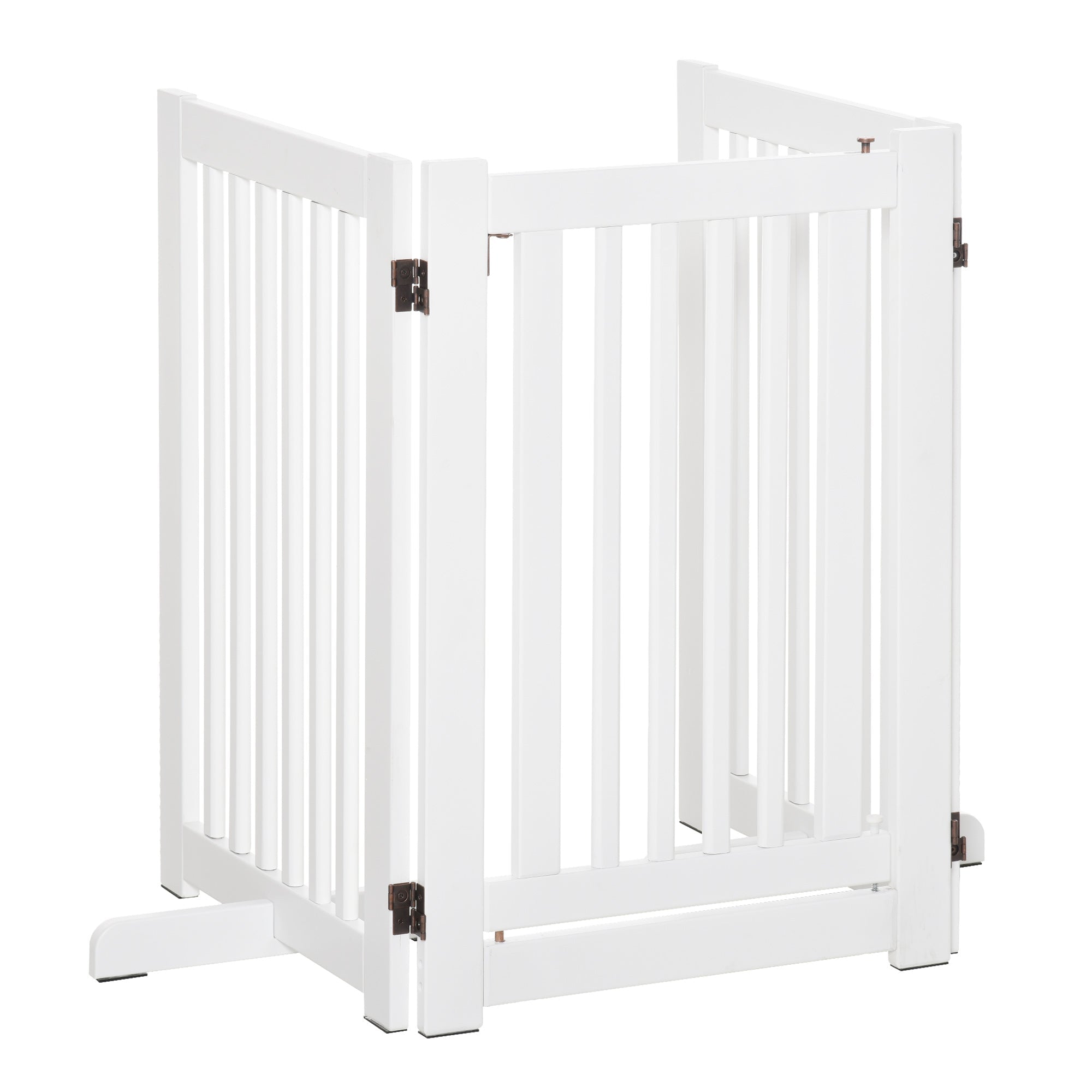 EASYCOMFORT 3-Panel Folding Dog Gate, Central Door with Lock, MDF Structure, 155x76cm White